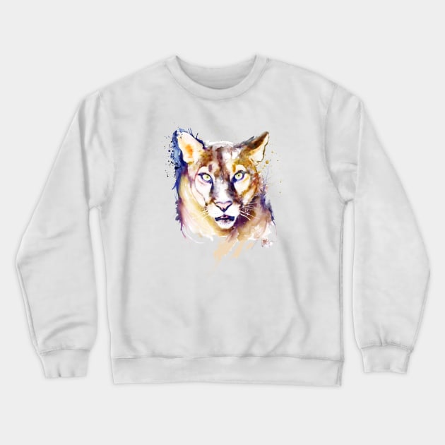 Mountain Lion Head Crewneck Sweatshirt by Marian Voicu